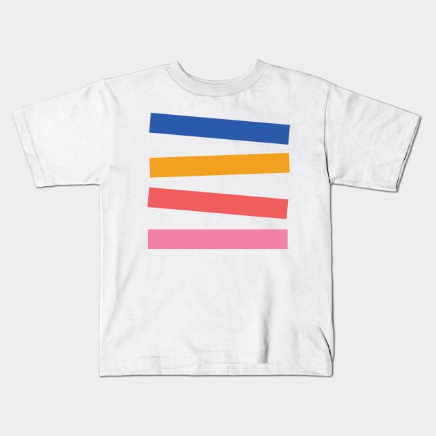 Bright color angled non parallel stripes Kids T-Shirt by lucybrownlane